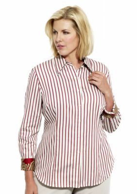 Jones New York Signature Plus Size Stripe Fitted Shirt