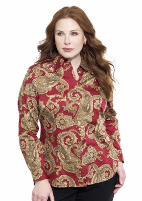 Jones New York Signature Plus Size Paisley Fitted Shirt