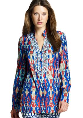 Jones New York Signature Three Button Embroidered Tunic