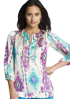 Jones New York Signature 3/4 Sleeve Embellished Tunic