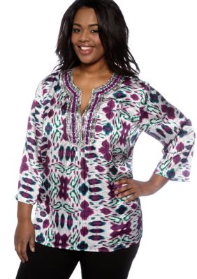 Jones New York Signature Plus Size Embellished Tunic