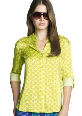 Jones New York Signature Roll Tab Sleeve Shirt