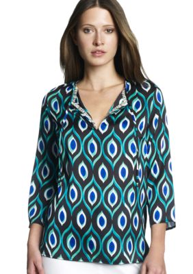 Jones New York Signature Print V-Neckline Tunic