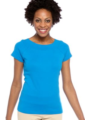 Jones New York Signature Cap Sleeve Ballet Neck Top