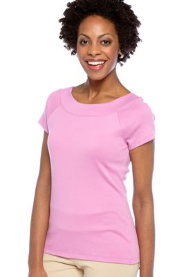 Jones New York Signature Cap Sleeve Ballet Neck Top