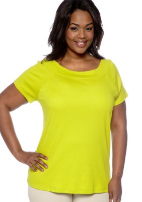 Jones New York Signature Plus Size Cap Sleeve Ballet Neck Top