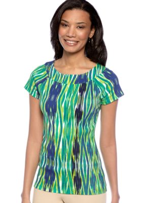 Jones New York Signature Cap Sleeve Ballet Neck Top