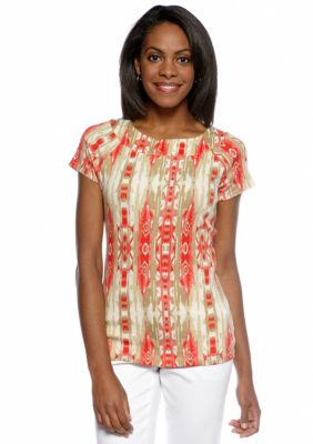 Jones New York Signature Cap Sleeve Ballet Neck Top