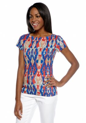Jones New York Signature Cap Sleeve Ballet Neck Top