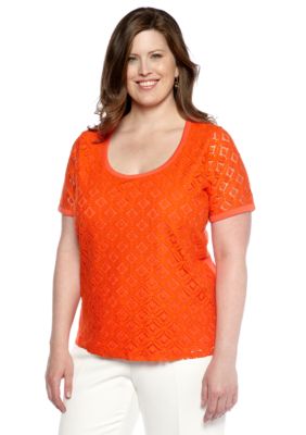 Jones New York Signature Plus Size Lace Front Top