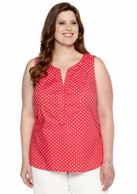 Jones New York Signature Plus Size Sleeveless Popover Blouse