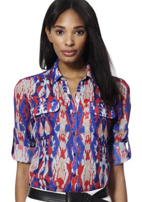 Jones New York Signature Long Sleeve Shirt With Roll Tab Sleeves