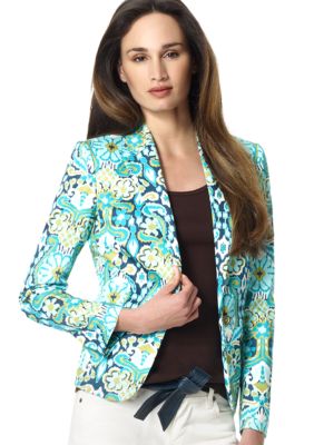 Jones New York Signature Fitted Printed Blazer