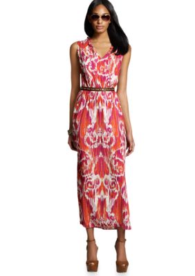 Jones New York Signature Maxi Dress With Ruffled V Neckline