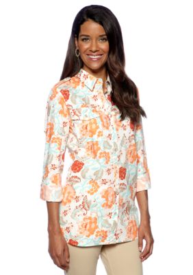 Jones New York Signature Plus Size Roll Sleeve Blouse