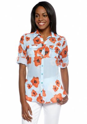 Jones New York Signature Roll Sleeve Shirt