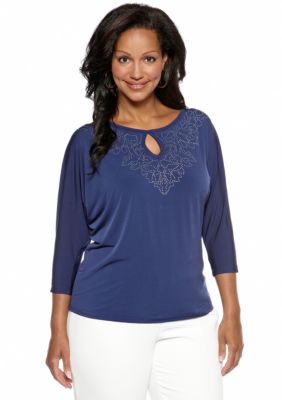 Jones New York Signature Plus Size Top with Dolman Sleeves