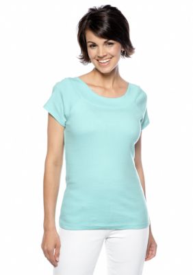 Jones New York Signature Cap Sleeve Ballet Neck Top