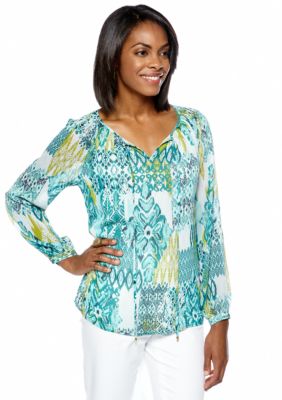 Jones New York Signature Plus Size Pleated Raglan Blouse