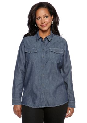 Jones New York Signature Plus Size Denim Shirt