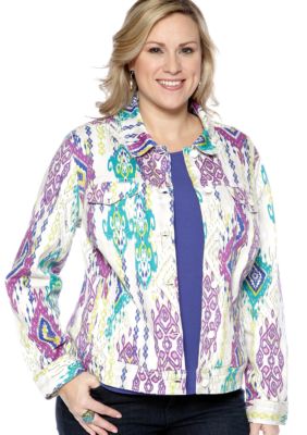 Jones New York Sport Plus Size Printed Jean Jacket