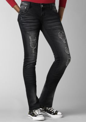 Almost Famous Black Destructed Skinny Jean
