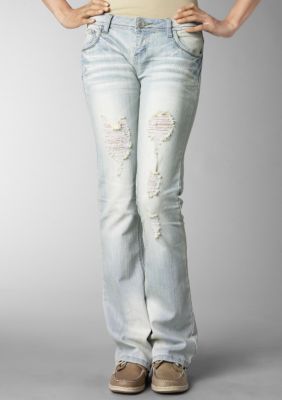 Almost Famous 5 Pocket Light Wash Destructed Jean