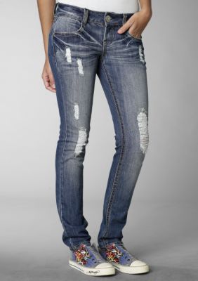 Almost Famous Destructed Skinny with Back Flap Pockets