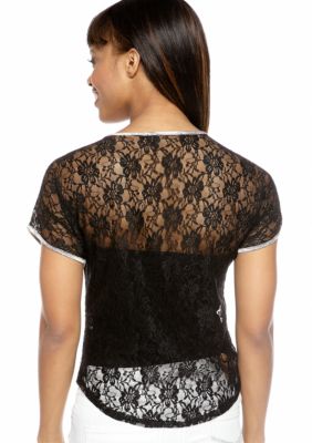 Almost Famous Lace Back Crown Graphic Tee