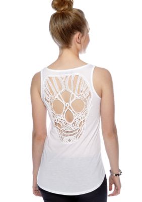 Almost Famous Crochet Skull Back Tank