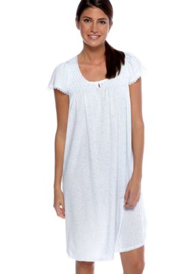 Miss Elaine Plus Size Silky Knit Short Monotone Print Gown