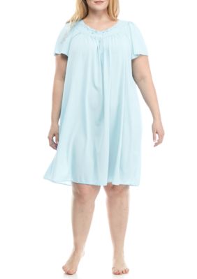 Miss Elaine Plus Size Short Nylon Tricot Gown