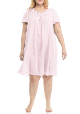 Miss Elaine Plus Size Short Nylon Tricot Gown