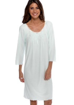 Miss Elaine Plus Size Sofiknit Smocked Neck Short Gown