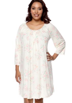 Miss Elaine Plus Size Floral Print Long Sleeve Gown