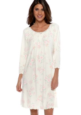 Miss Elaine Printed Sofiknit Short Long Sleeve Gown