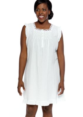 Miss Elaine Plus Size Seersucker Short Gown