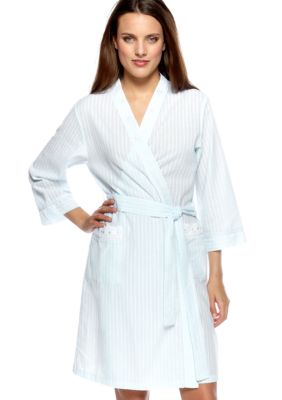 Miss Elaine Seersucker Short Wrap Robe