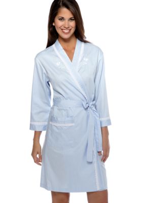 Miss Elaine Short Sateen Wrap Robe