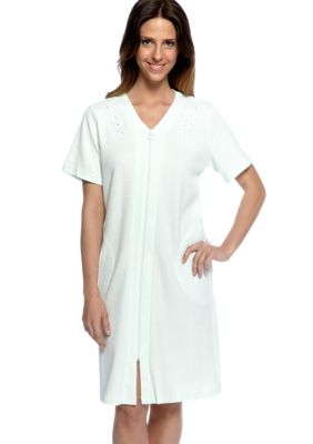 Miss Elaine Waffle Knit Short Zip Robe