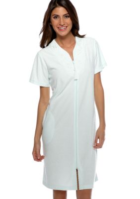Miss Elaine Stretch Terry Short Zipper Robe