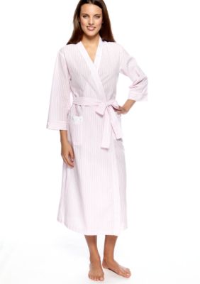 Miss Elaine Seersucker Long Wrap Robe