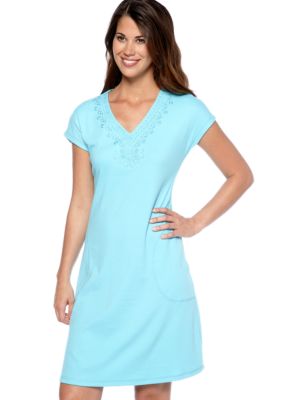 Miss Elaine Plus Size Short V-Neckline Interlock Knit Dress