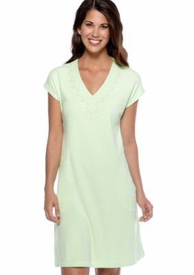 Miss Elaine Short V-Neckline Interlock Knit Dress
