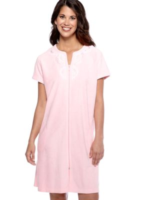 Miss Elaine Plus Size Micro Terry Short Zip Lounger