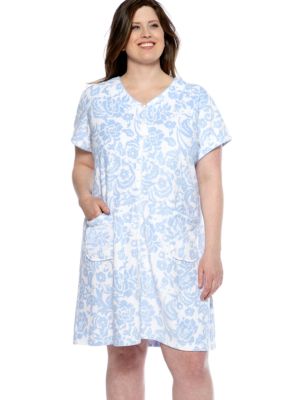 Miss Elaine Plus Size Terry Short Zip Lounger