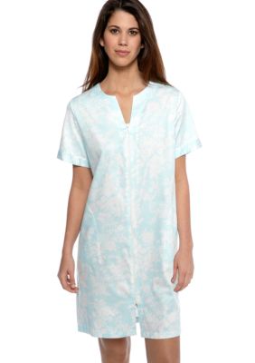 Miss Elaine Plus Size Woven Sateen Short Zip Robe