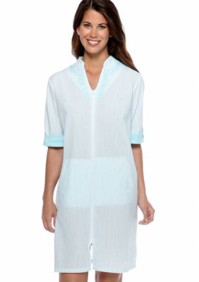 Miss Elaine Short Seersucker Zip Robe