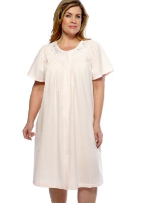 Miss Elaine Plus Size Seersucker Short Snap Coat