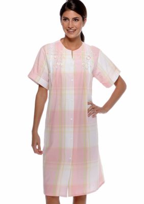Miss Elaine Seersucker Short Plaid Gripper Robe